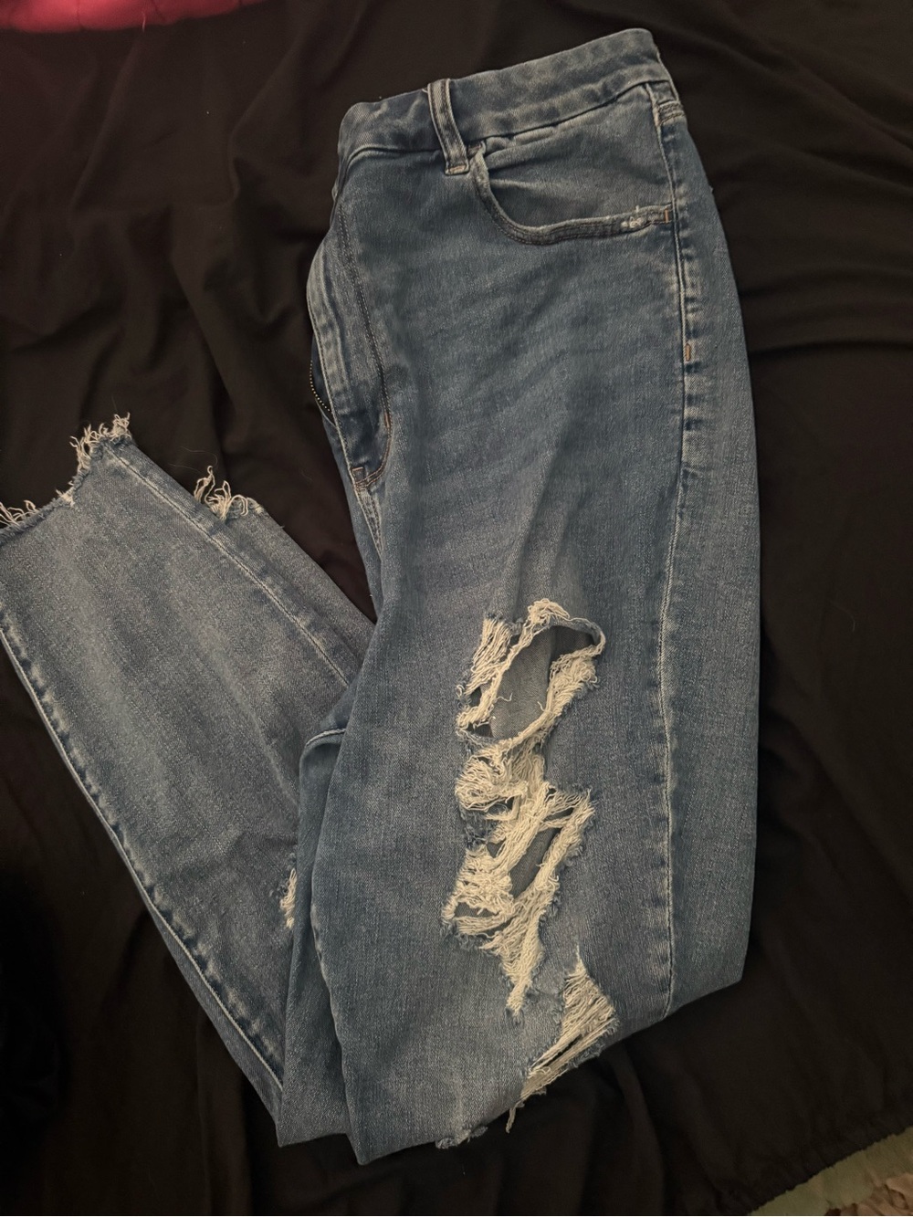 American Eagle Outfitters Light Blue High-Rise Distressed Jeans